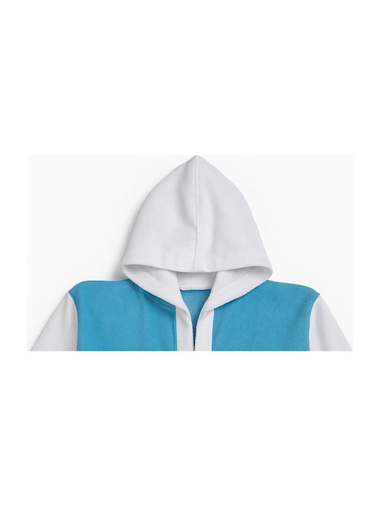 Domina Kids Hooded Bathrobe Turquoise White