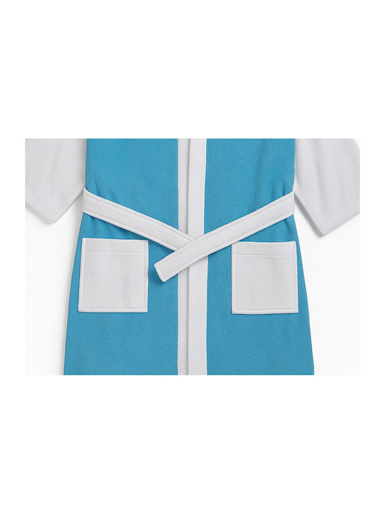 Domina Kids Hooded Bathrobe Turquoise White