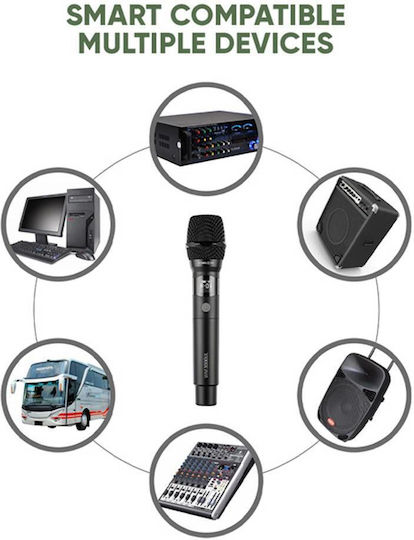 Sonic Gear WM 3000UL Ασύρματο Μικρόφωνο Χειρός για Φωνητικά σε Ασημί Χρώμα Palladium