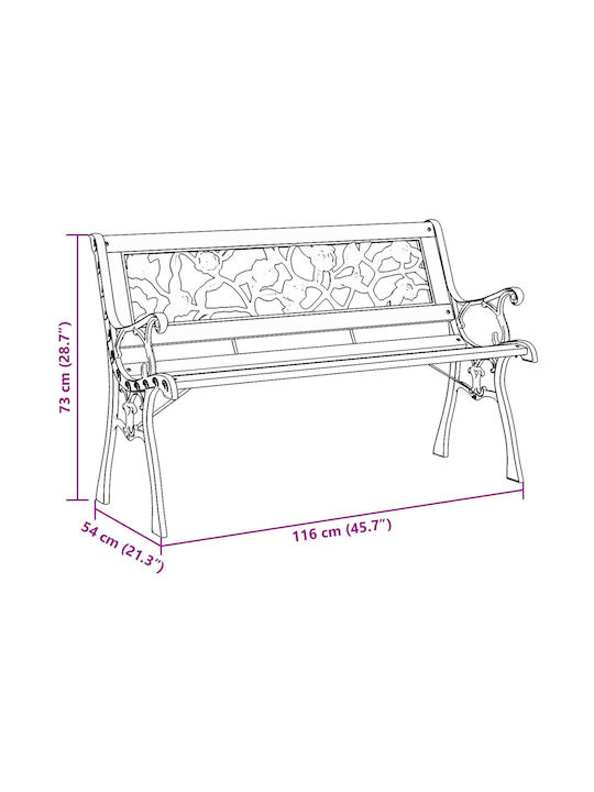 Παγκάκι Εξωτερικού Χώρου Ξύλινο 52.5x115.5x73cm