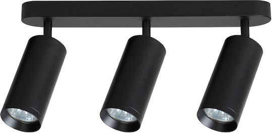 Eko Light Triplu Spot cu Soclu GU10 în Culoare Negru