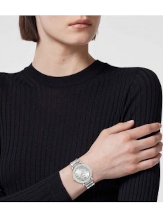 Versace Greca Γυναικείο Ρολόι 35mm Μπαταρίας με Ασημί Μεταλλικό Μπρασελέ