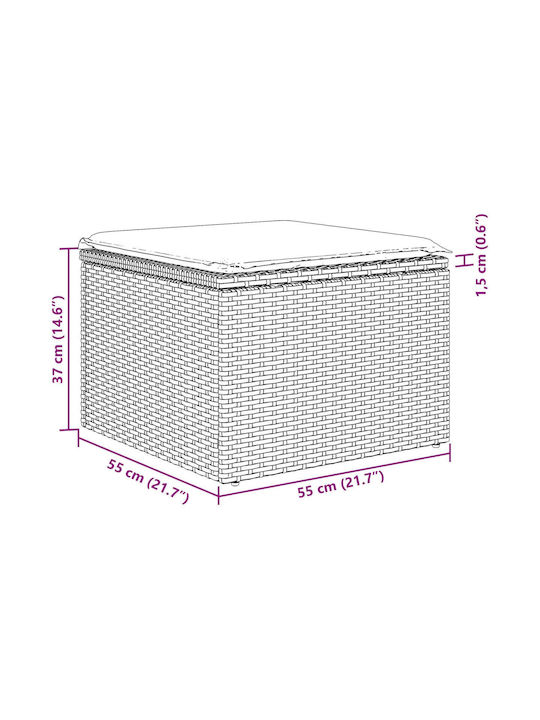 Corner Sofa Outdoor Rattan with Pillows 55x55x37cm