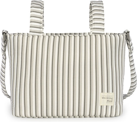Walking Mum Τσάντα-Αλλαξιέρα Ώμου/Χειρός Botton Stripes Μπεζ 41x25x12εκ.