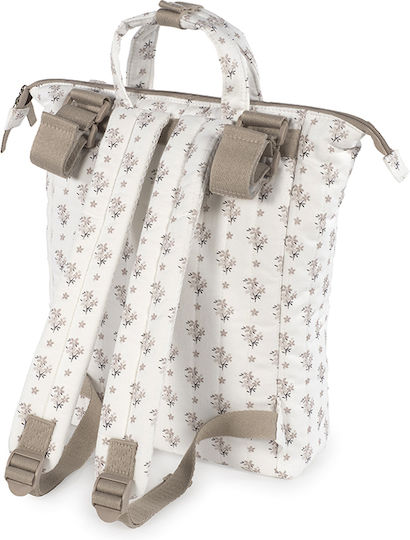Walking Mum Backpack Diaper Bag Botton Flowers Beige 36x26x12cm