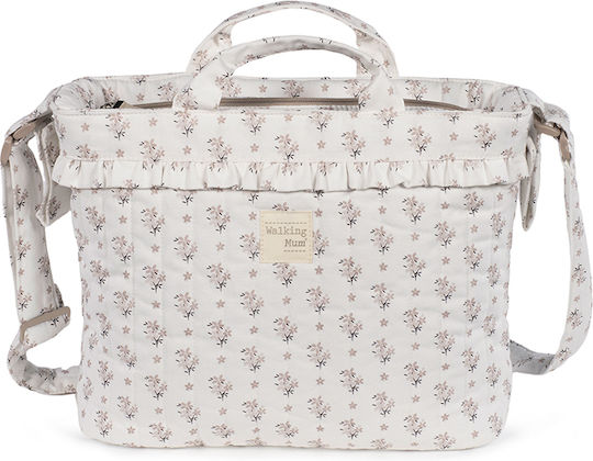 Walking Mum Чанта-Превъртачка За Рамо/Ръчна Botton Flowers Бежова 44x29x12см