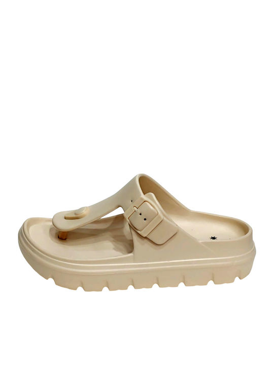 Frauen Flip Flops in Beige Farbe