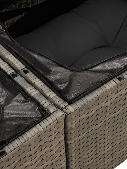 Corner Sofa Outdoor Rattan with Pillows 55x62x69cm