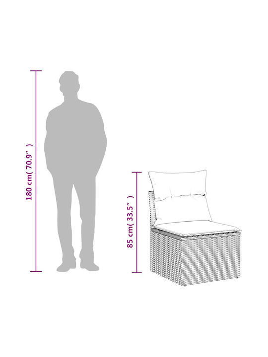 Two-Seater Outdoor Rattan Sofa With Cushions 55x55x69cm
