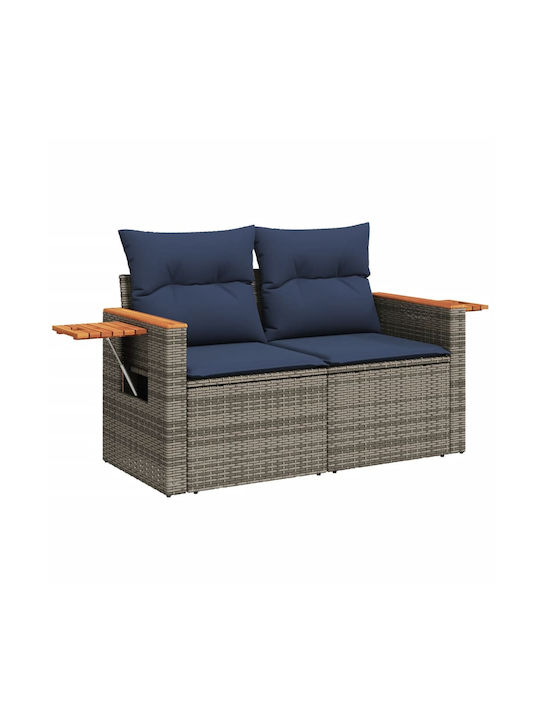 Three-Seater Outdoor Rattan Sofa with Cushions 55x55x69cm