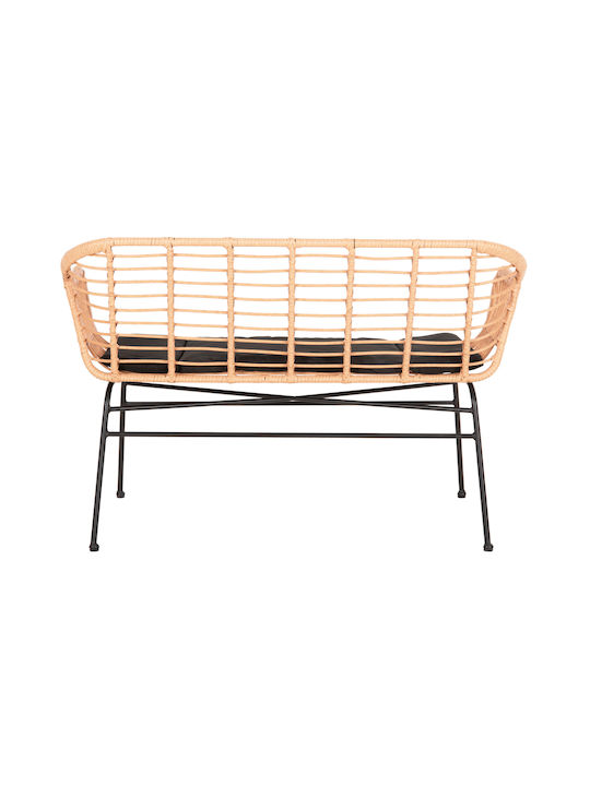 Zweisitziges Sofa Außenbereich Rattan mit Kissen 120x62x80cm