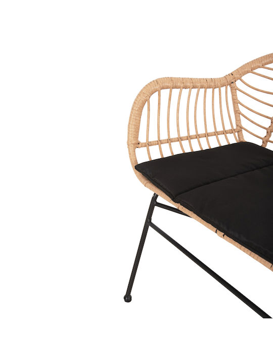 Zweisitziges Sofa Außenbereich Rattan mit Kissen 120x62x80cm