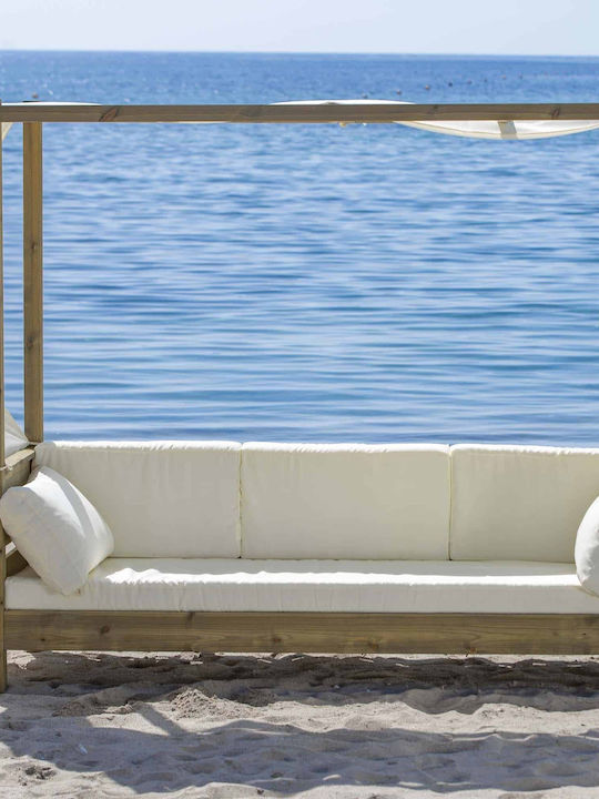 Baumsessel-Sofa Außenbereich Holz mit Kissen 200x70x180cm