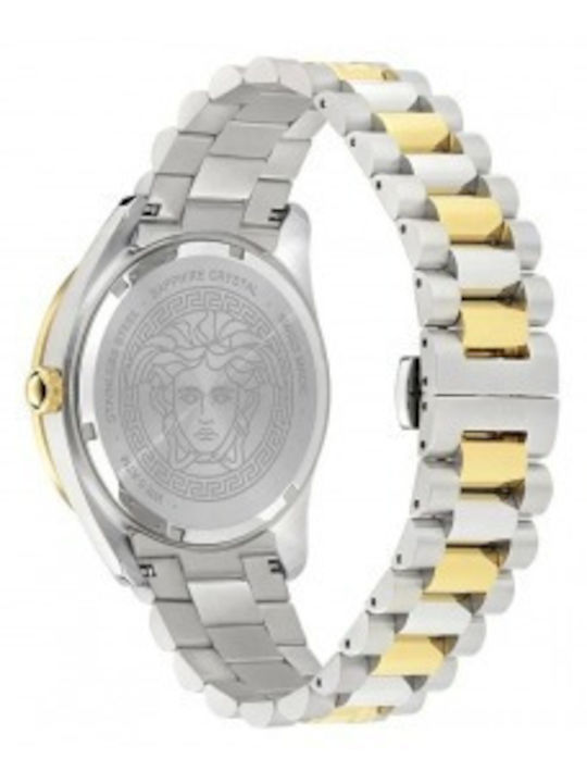 Versace V-dome Ανδρικό Ρολόι Μπαταρίας με Ασημί Μεταλλικό Μπρασελέ