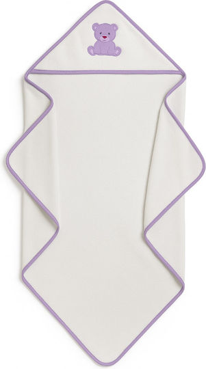 Beboulino Baby Hooded Towel with Hood Bear Purple 90x90cm