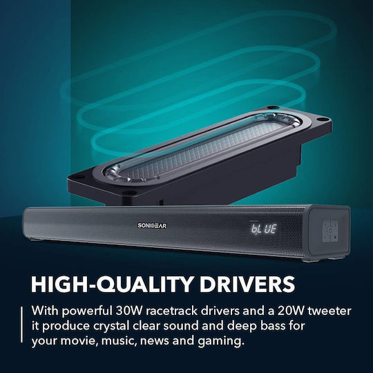 Sonic Gear SONIC BAR HD 2000 Безжични компютърни тонколони Компютърни тонколони 2.0 с Bluetooth и мощност 80W в Черен цвят