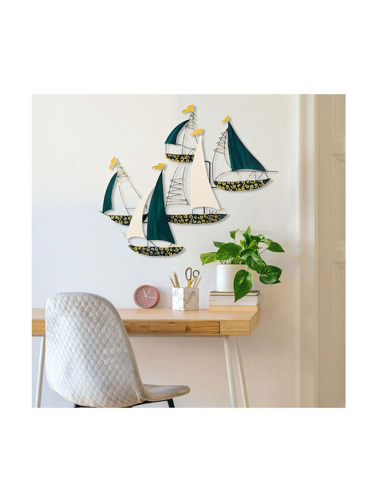 Kadirga Wall Decor 930dyu1191 77x91cm White-green-gold Wallity Metal