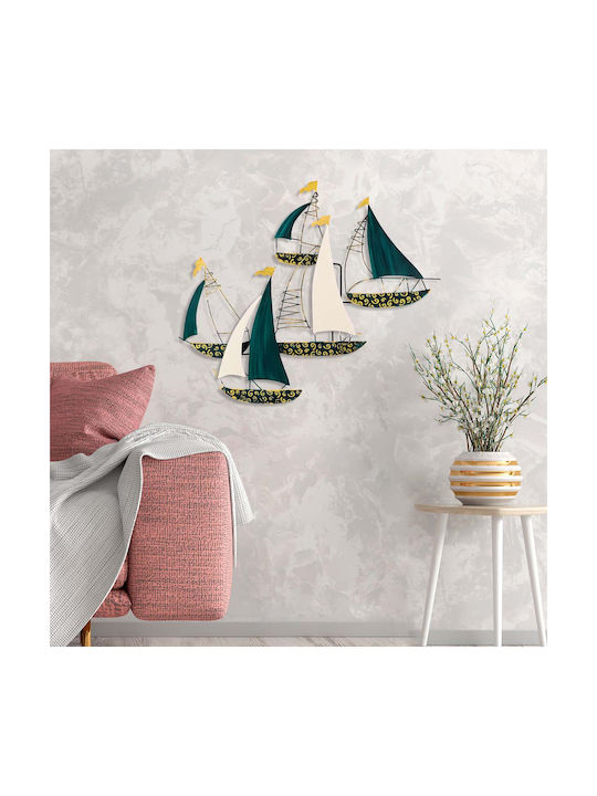 Kadirga Wall Decor 930dyu1191 77x91cm White-green-gold Wallity Metal