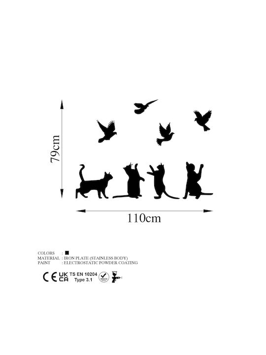 Wallity Decorative Silhouette Black Made of Metal 110x79cm 8 Pieces