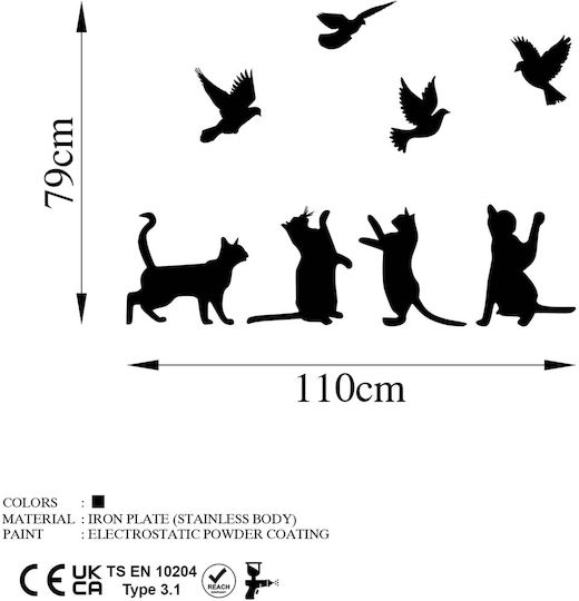 Wallity Wanddekoration Silhouette Schwarz aus Metall 110x79cm 8Stücke