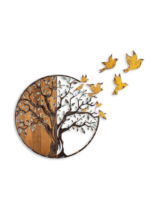Asir Group 3D Gemischte Kunst Baum Handgefertigt Braun aus Hölzernes 92x3x71cm