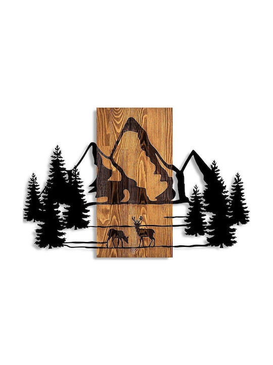 Asir Group 3D Mixed Art Natural Handmade Black Wooden Wall Decor 88x57cm