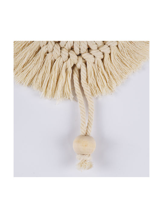 GloboStar Macrame Hanging Handmade Beige Fabric Wall Decor 14x14cm