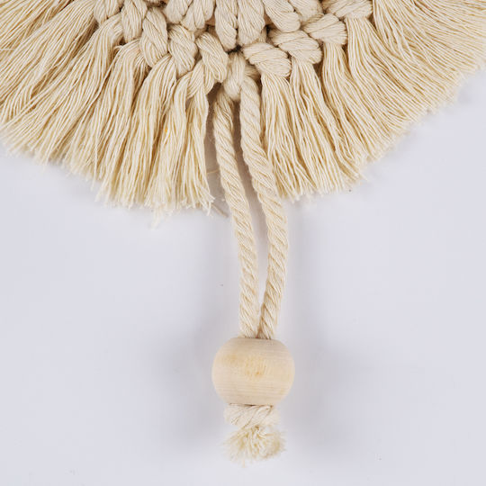 GloboStar Macrame Hanging Handmade Beige Fabric Wall Decor 14x14cm