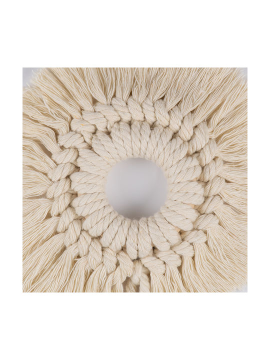 GloboStar Macrame Hanging Handmade Beige Fabric Wall Decor 14x14cm
