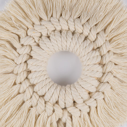 GloboStar Macrame Hanging Handmade Beige Fabric Wall Decor 14x14cm
