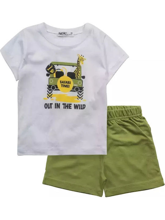 Kids' Set with Shorts Summer 2pcs White, Green