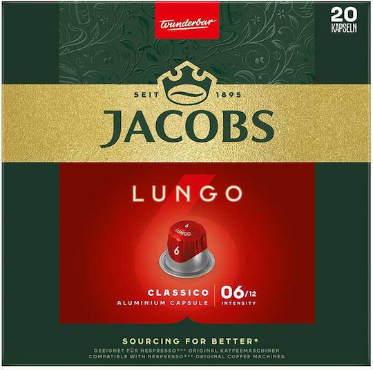 Jacobs Kapseln Espresso Lungo Classico Kompatibel mit Maschine Nespresso 20Mützen