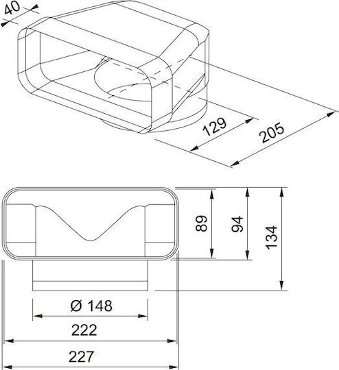 Адаптер кръгъл към правоъгълен 227x94 мм Franke 3120107435