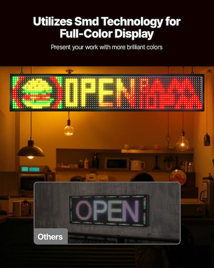 Vevor 40x8 Inch Programmable LED Sign Scrolling Digital Display P10 Color