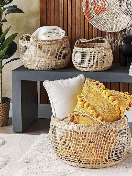 Beliani Set dekorative Körbe mit Griffen Beige 3Stück
