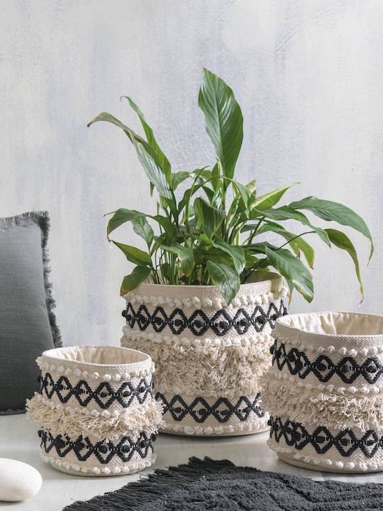 Rythmos Vega Decorative Basket Fabric with Handles Ecru 20x20cm