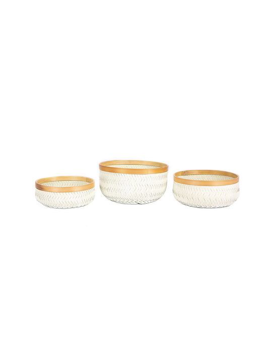 Supergreens Комплект декоративни кошници Ратан White/Gold 3бр