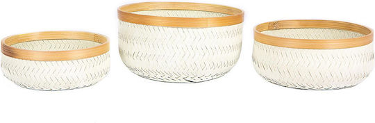 Supergreens Set dekorative Körbe Rattan White/Gold 3Stück