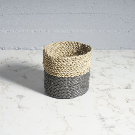 Supergreens Grass Dekorativer Korb Korbweide mit Griffen Natural - Black 16x16x15cm