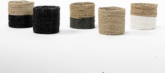 Supergreens Grass Dekorativer Korb Korbweide mit Griffen Natural - Black 16x16x15cm