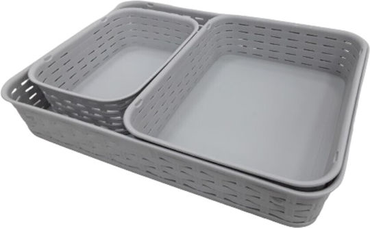 Beboulino Set dekorative Körbe Rattan Gray 3Stück