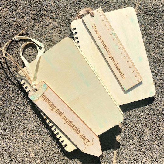 Wooden Notebook with Teacher Bookmark