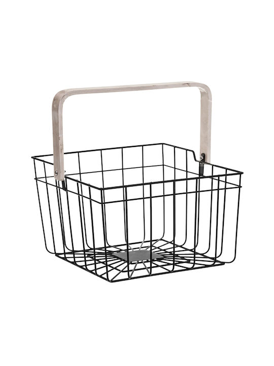 Atmosphera Декоративна кошница Металик с дръжки Черен 24x24x18бр