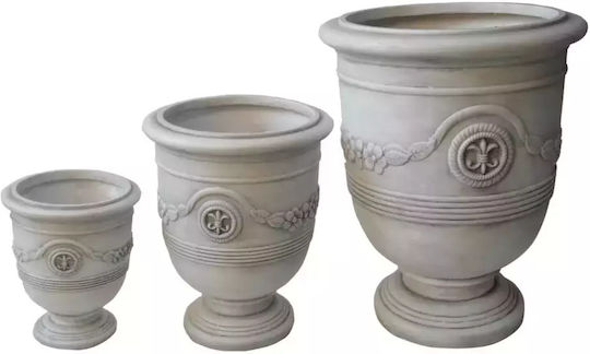 HomeMarkt Set of 3 Metallic Flower Pots Off-White 57.5x72.5cm
