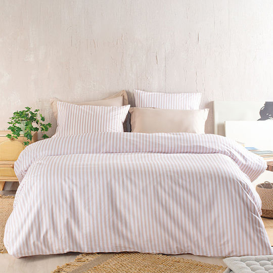 Rythmos Duvet Cover Set Cotton Single with Pillowcase 160x250 Eloise Beige