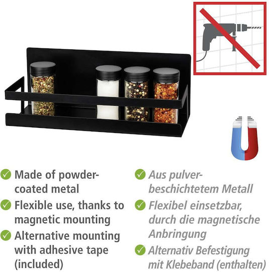 Wenko Wall Metal Shelf 30x12x11cm Black