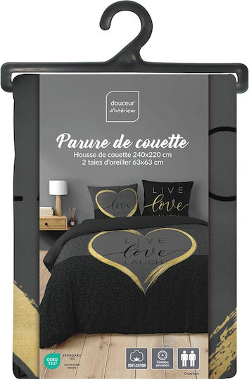 Douceur d'Intérieur Σετ Υπέρδιπλη 220x240cm Crazy Love Μαύρη