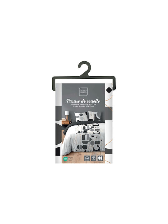 Douceur d'Intérieur Bettbezug-Set Baumwolle Übergröße mit 2 Kissenbezügen 220x240 Chilipop Gray