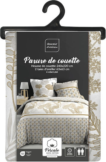 Douceur d'Intérieur Duvet Cover Set Cotton Queen with 2 Pillowcases 220x240 Melisse Beige