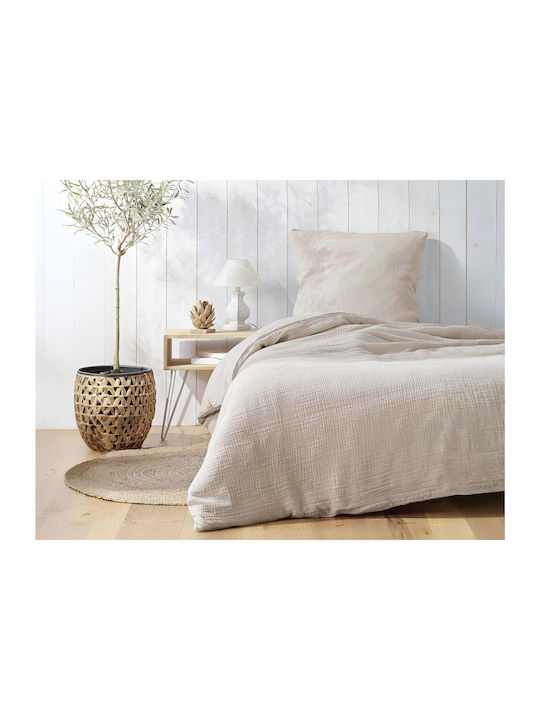 Douceur d'Intérieur Duvet Cover Set Cotton Single with Pillowcase 140x200 Angelia Sand